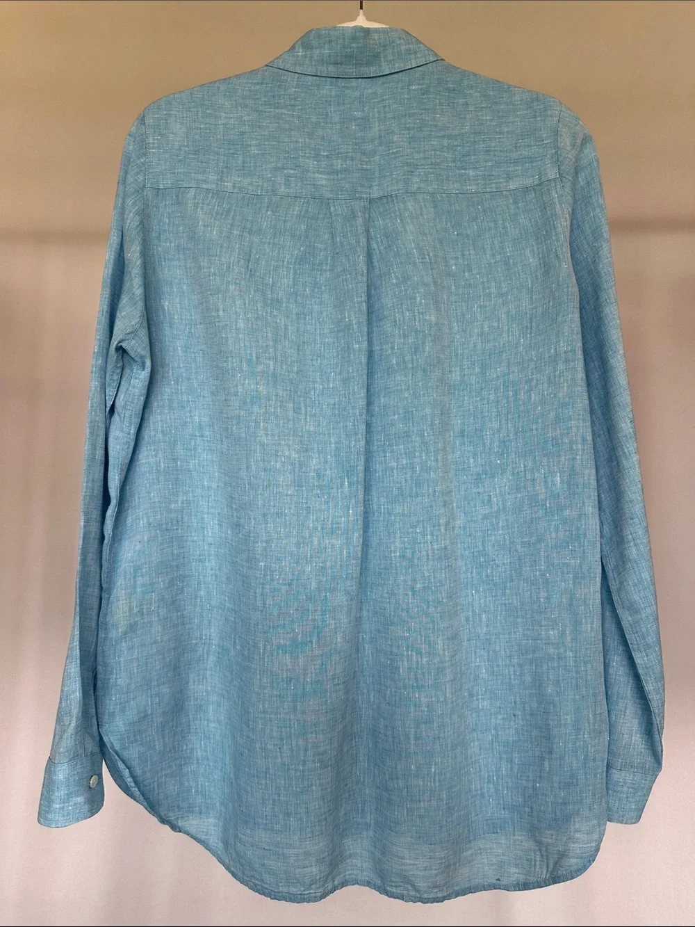 J.McLaughlin 100% Linen Button Front Shirt Aqua Blue-Size Medium